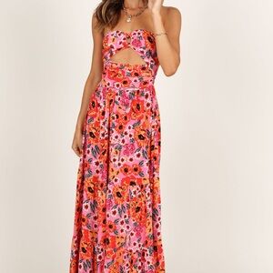 NEW never work with tags Petal & Pup Floral Cutout Maxi Dress